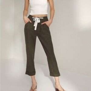 Wilfred Aritzia Green Linen Blend Ankle Length Allant Pants